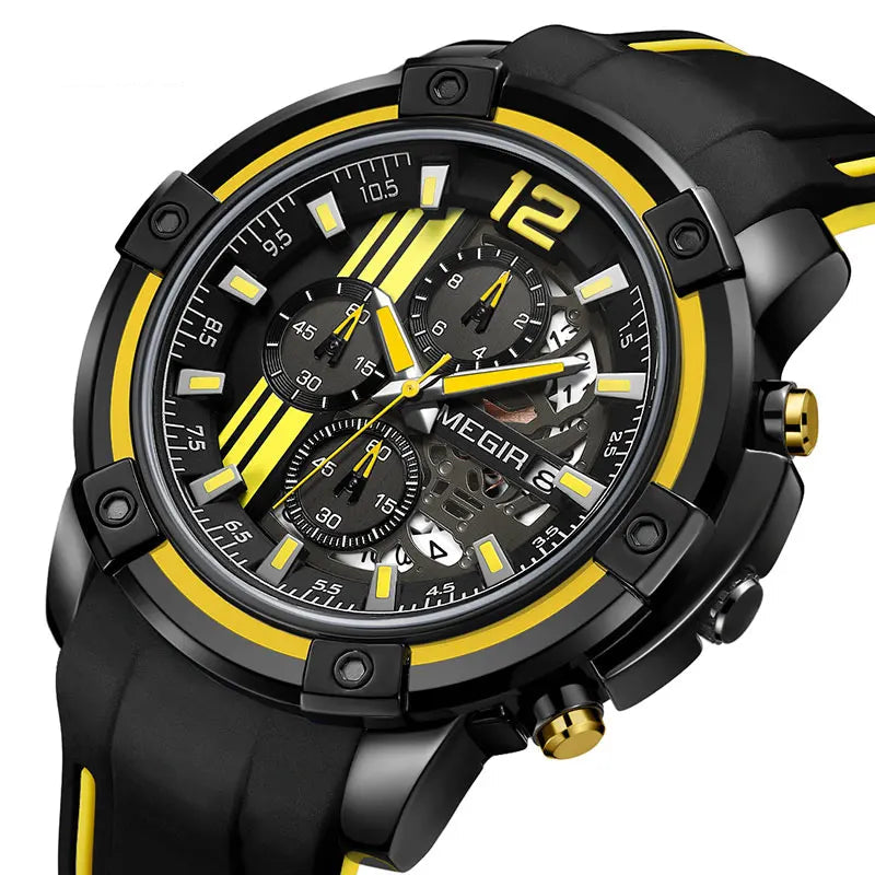 Relógio de Pulso Masculino Esportivo com Pulseira de Silicone Preta