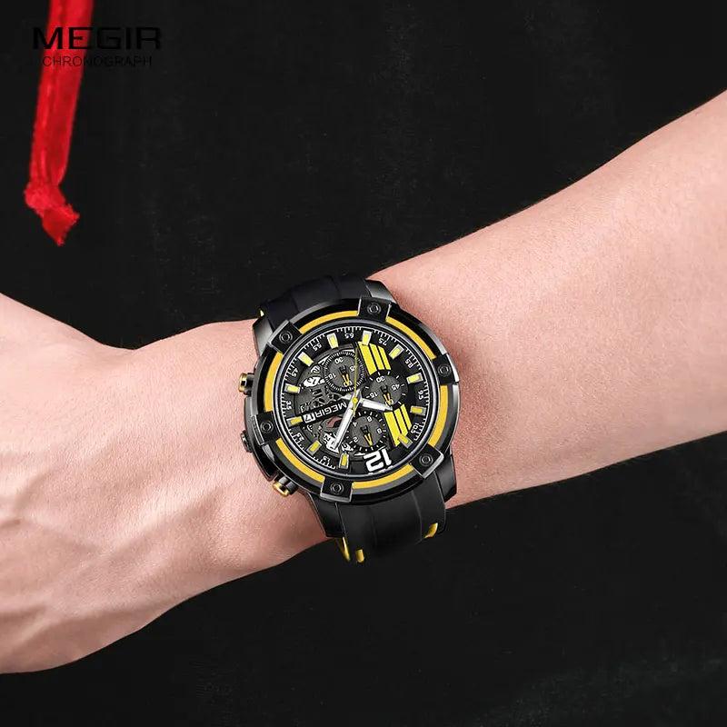 Relógio de Pulso Masculino Esportivo com Pulseira de Silicone Preta
