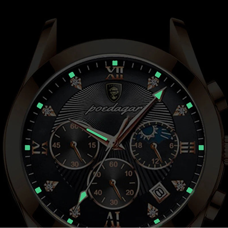 Relógio Masculino de Luxo Pulseira de Couro by Loja Bruna Modas