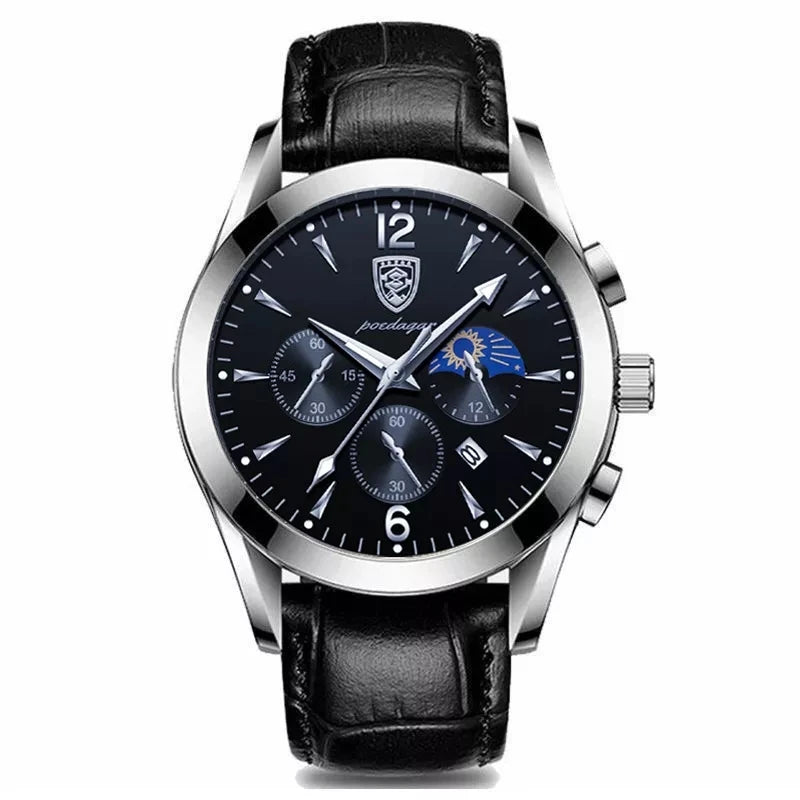 Relógio Masculino de Luxo Pulseira de Couro by Loja Bruna Modas