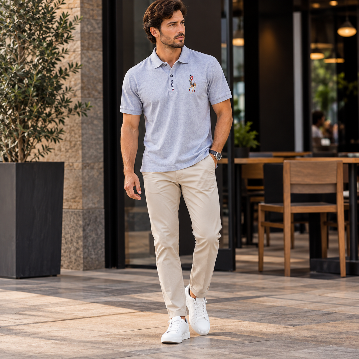Camisa Polo Masculina Bordada Solvaré