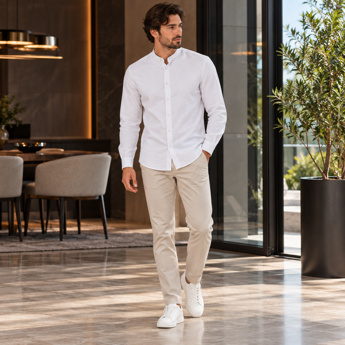Camisa Masculina Gola em Pé Valcanto