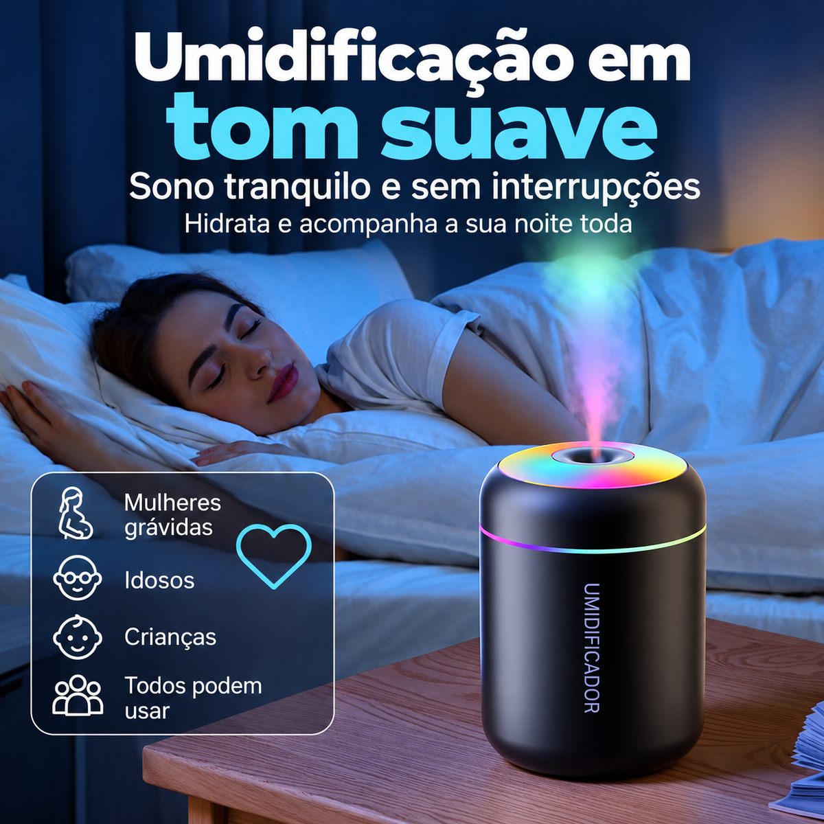 Mini Umidificador de Ar Ultrassônico USB Calyra