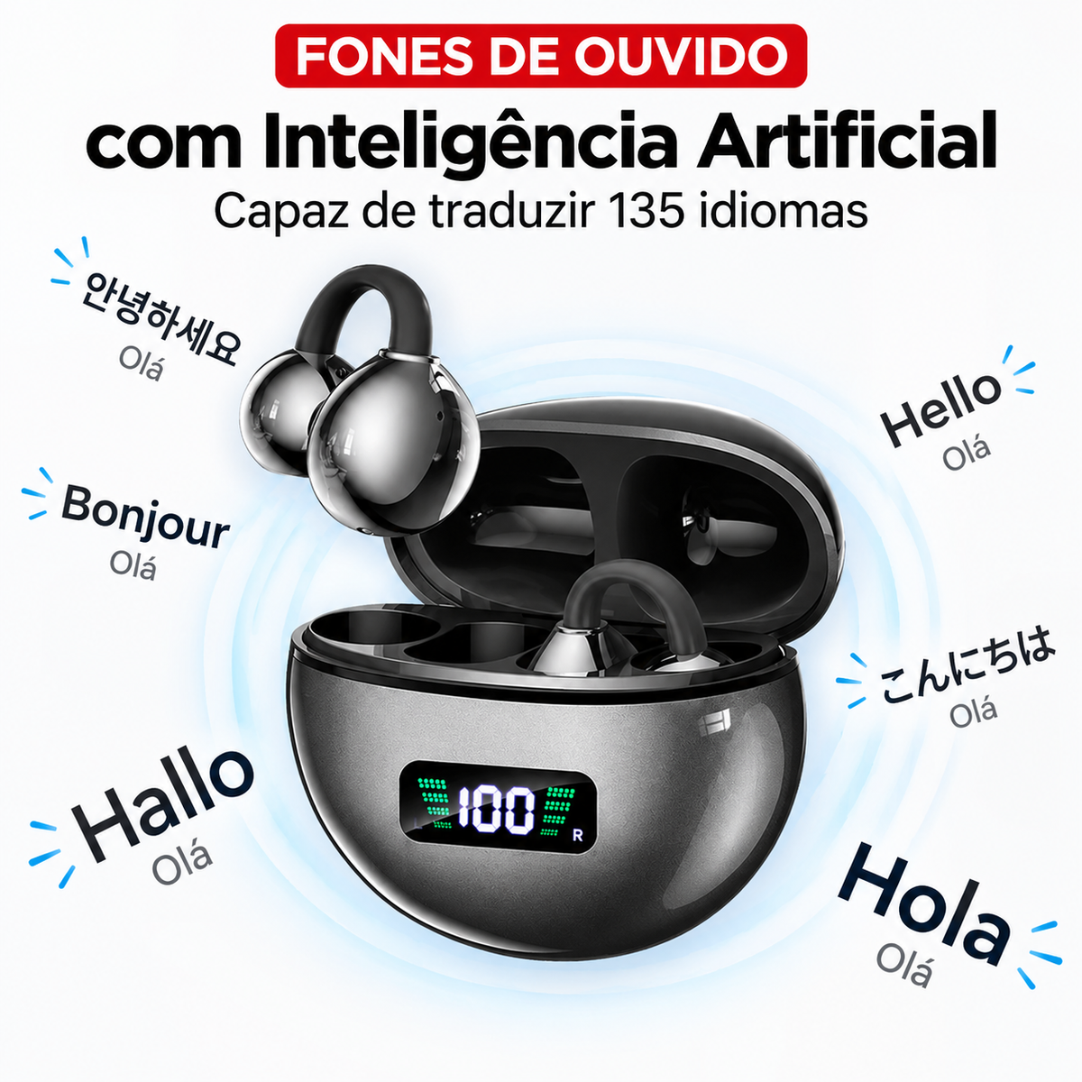 Fone de Ouvido Sem Fio Open Ear PulseWing
