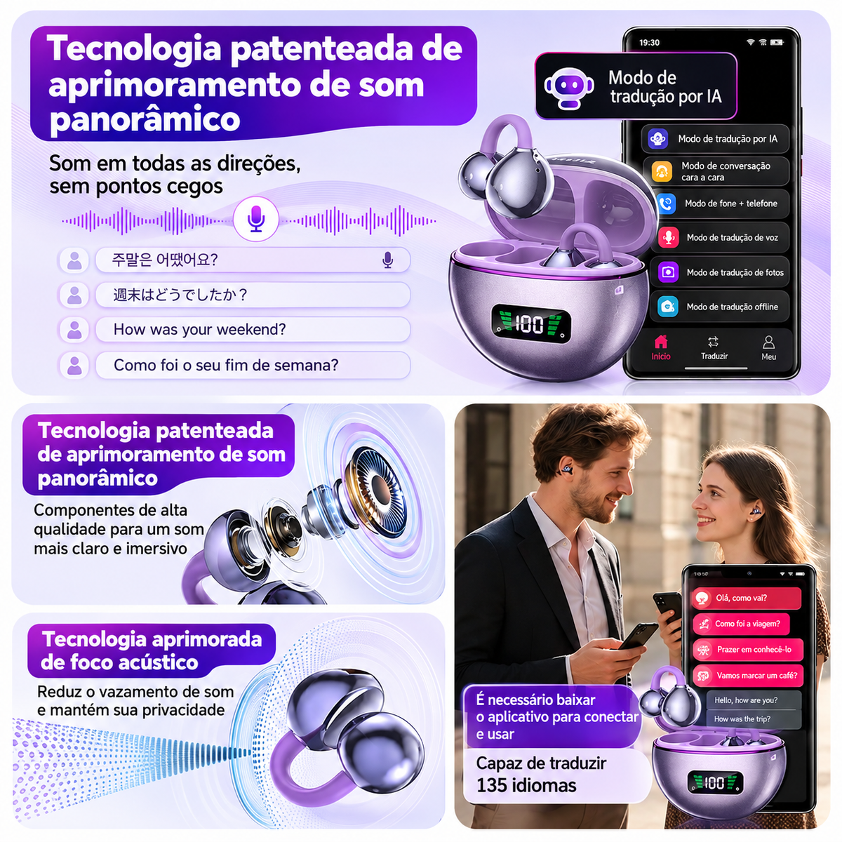 Fone de Ouvido Sem Fio Open Ear PulseWing