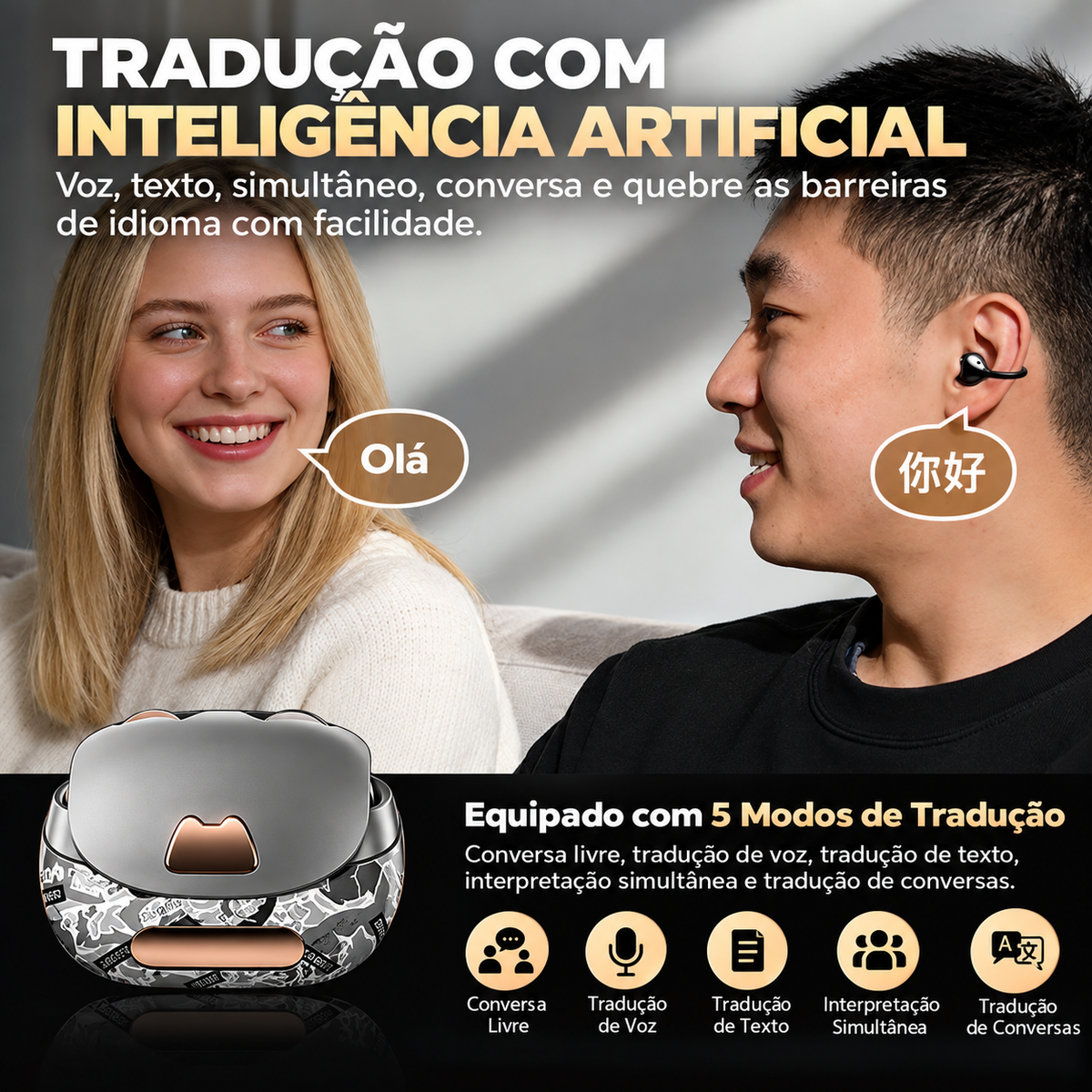 Fone de Ouvido Sem Fio Open Ear Graffiti VoxCat