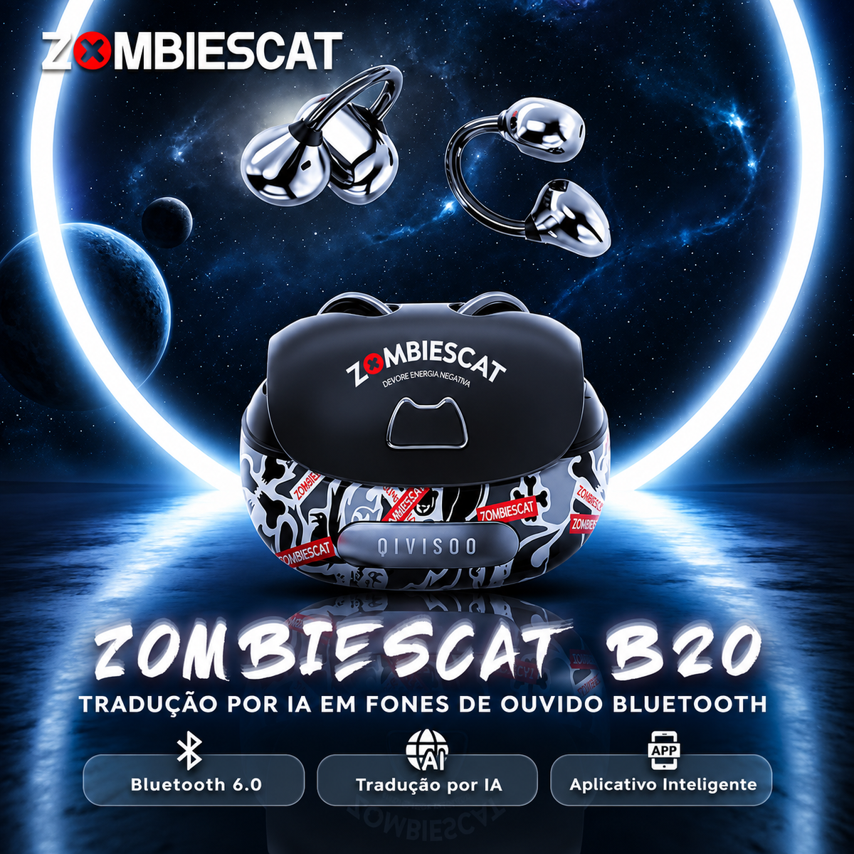 Fone de Ouvido Sem Fio Open Ear Graffiti VoxCat