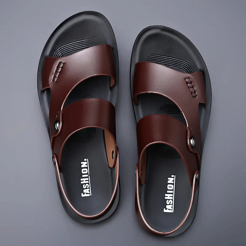 Sandália Masculina de Couro Genuíno Confortável e Estilosa