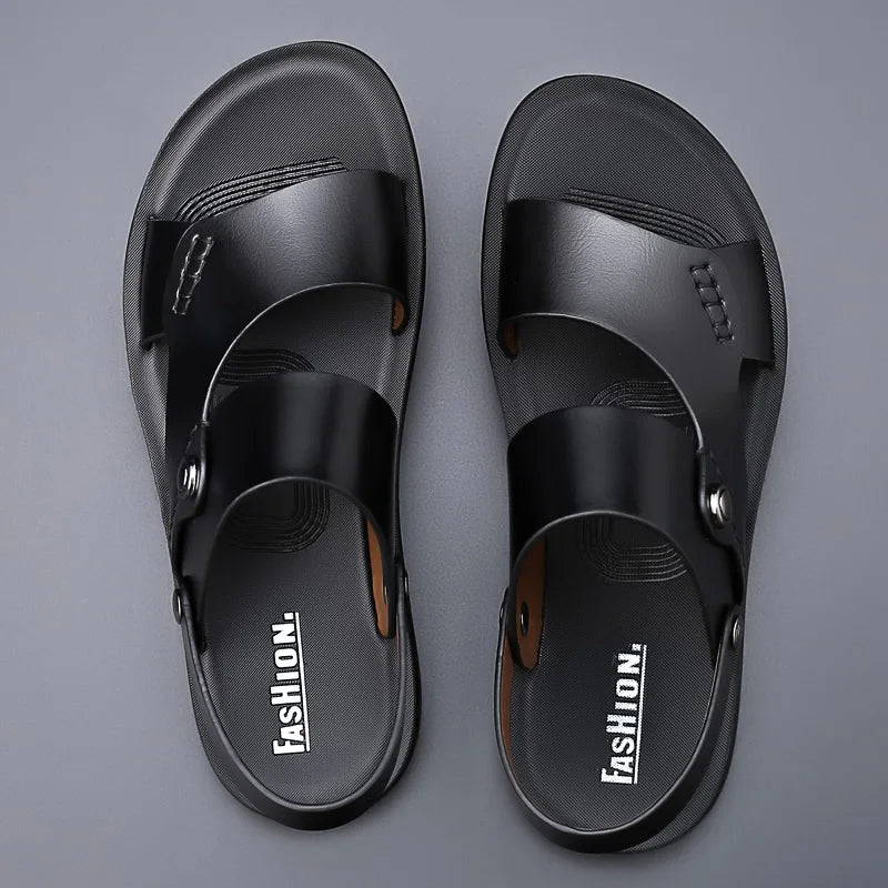 Sandália Masculina de Couro Genuíno Confortável e Estilosa