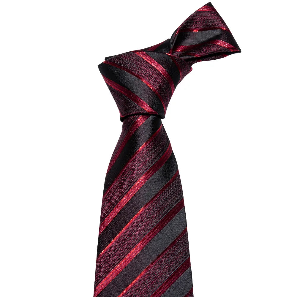 Conjunto de Gravata Masculina Listrada Vermelha