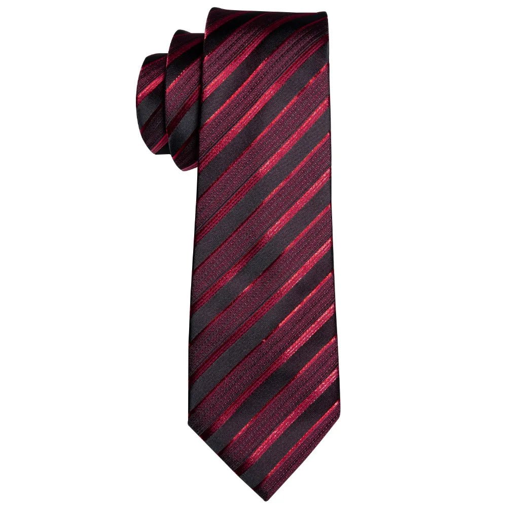 Conjunto de Gravata Masculina Listrada Vermelha