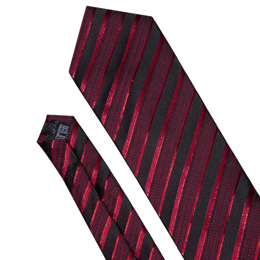 Conjunto de Gravata Masculina Listrada Vermelha
