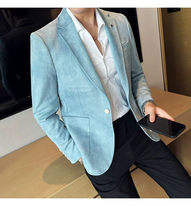 Blazer Masculino Slim Fit de Veludo – Elegante, Luxuoso e Casual