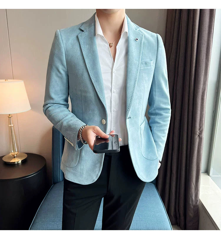 Blazer Masculino Slim Fit de Veludo – Elegante, Luxuoso e Casual