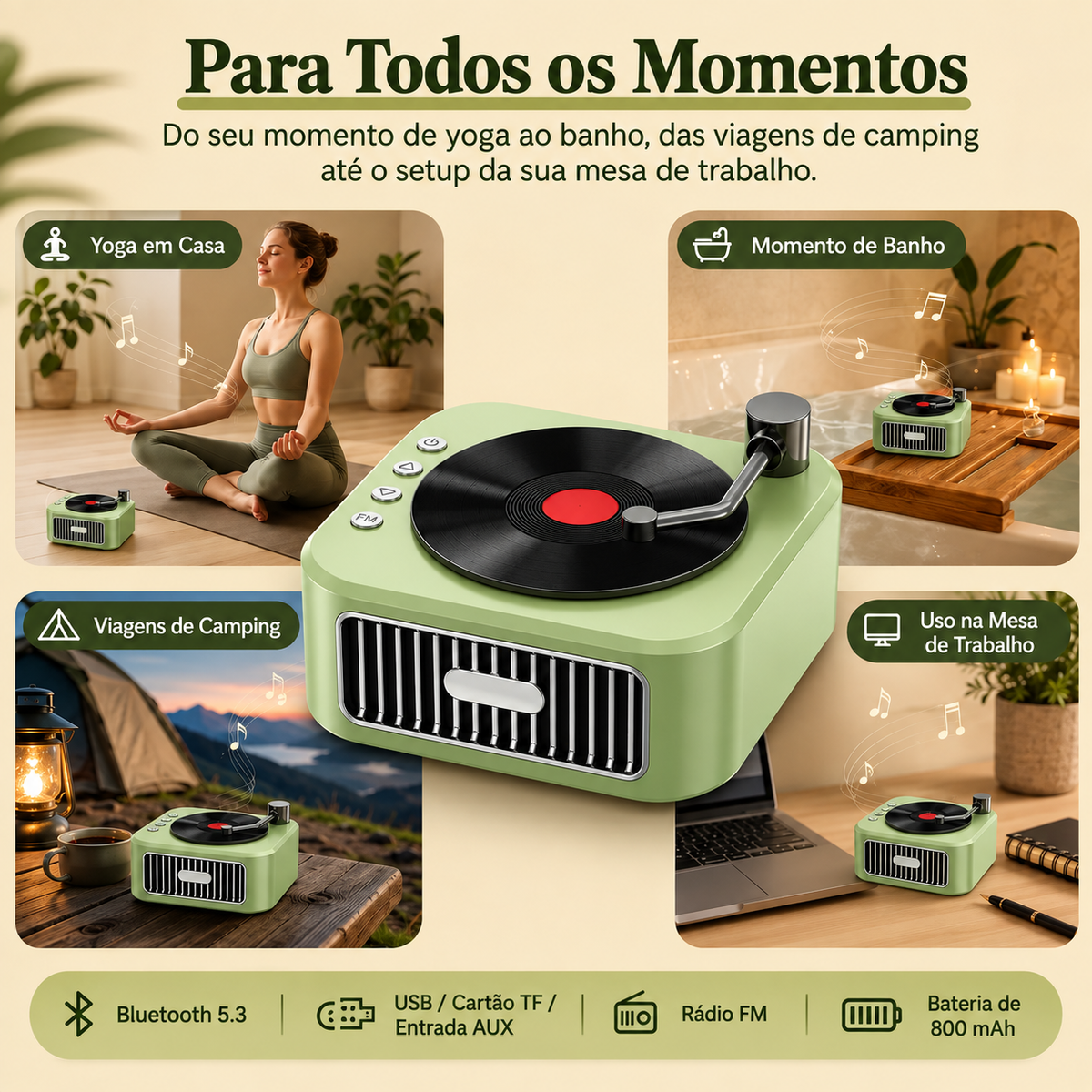 Caixa de Som Portátil Retrô Vinolume