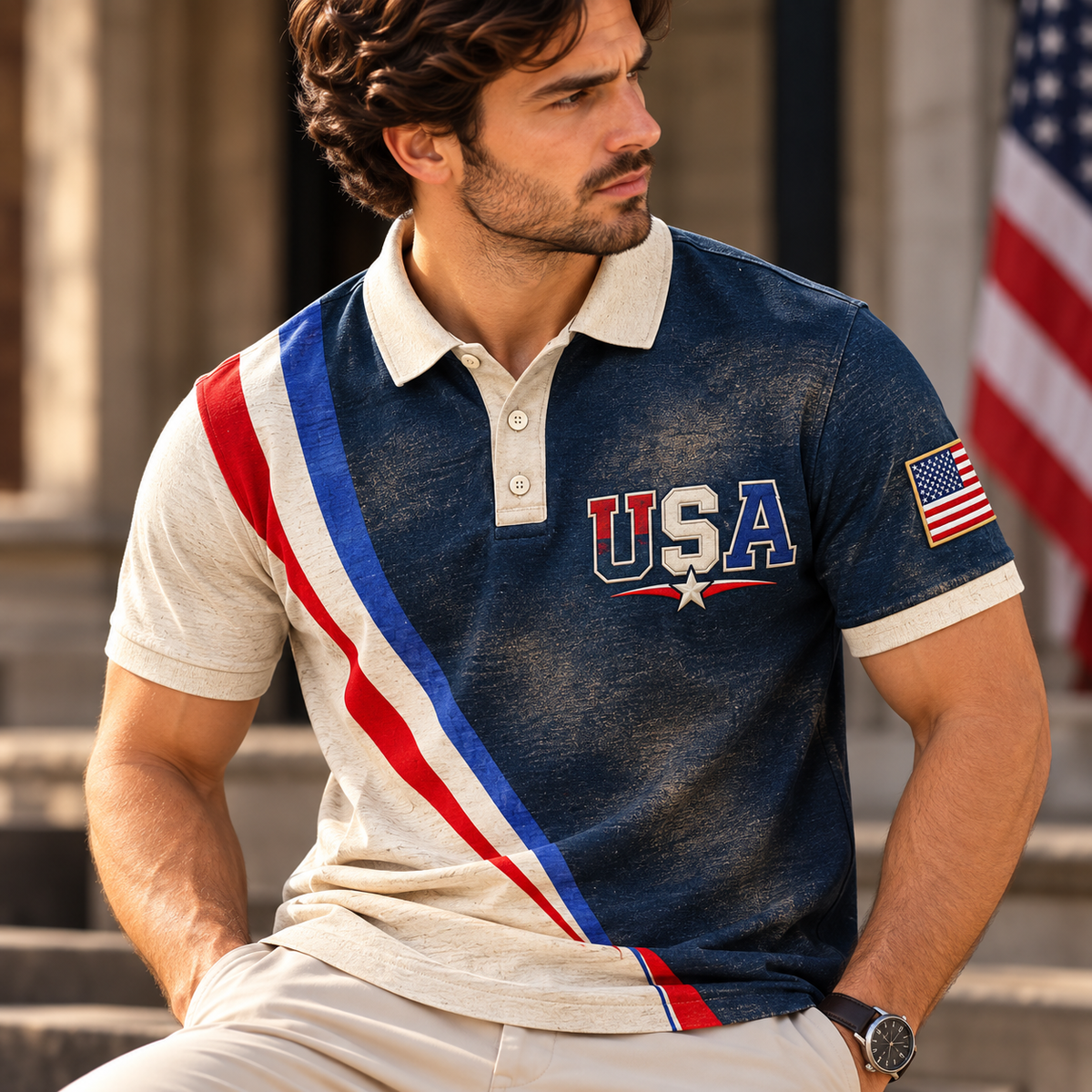 Camisa Polo Masculina Estampada Estandor