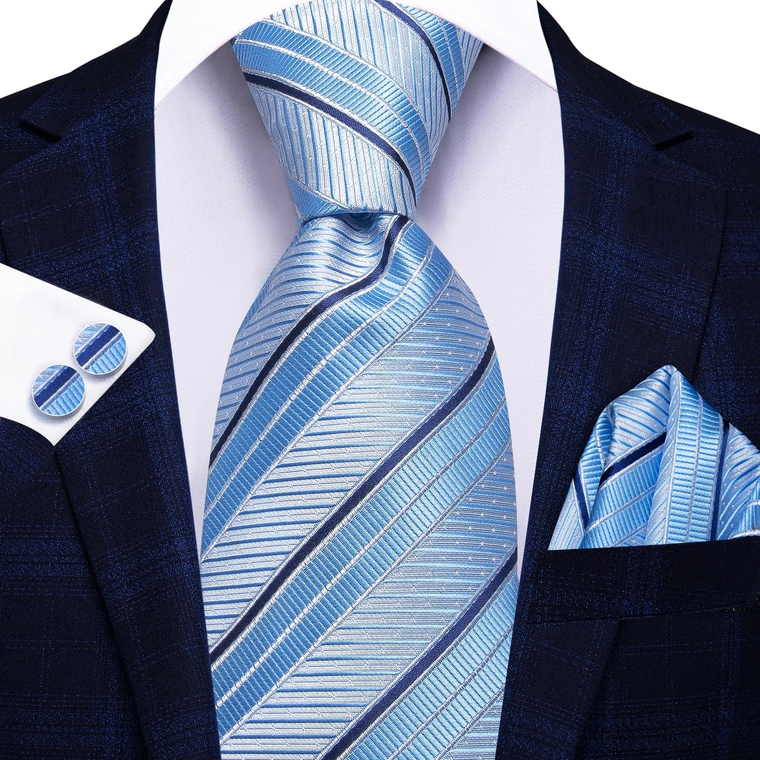 Kit de Gravata Masculina de Luxo + Lenço + Abotoaduras