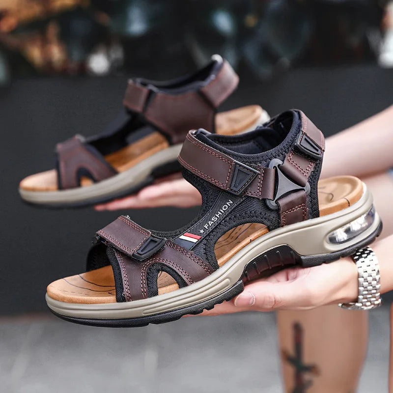 Sandália Masculina em Couro Genuíno Gladiador Romano