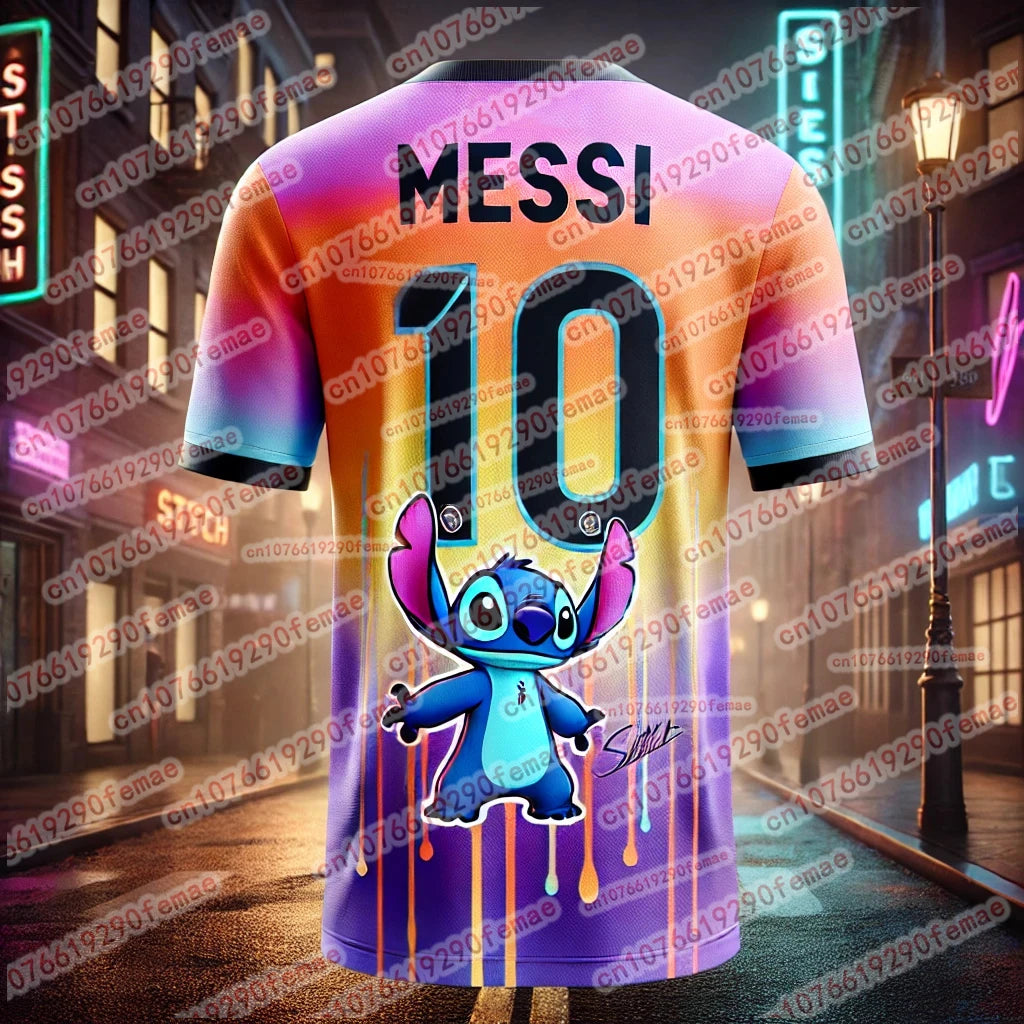 Camisa Masculina T-Shirt Personalizada Stitch & Messi