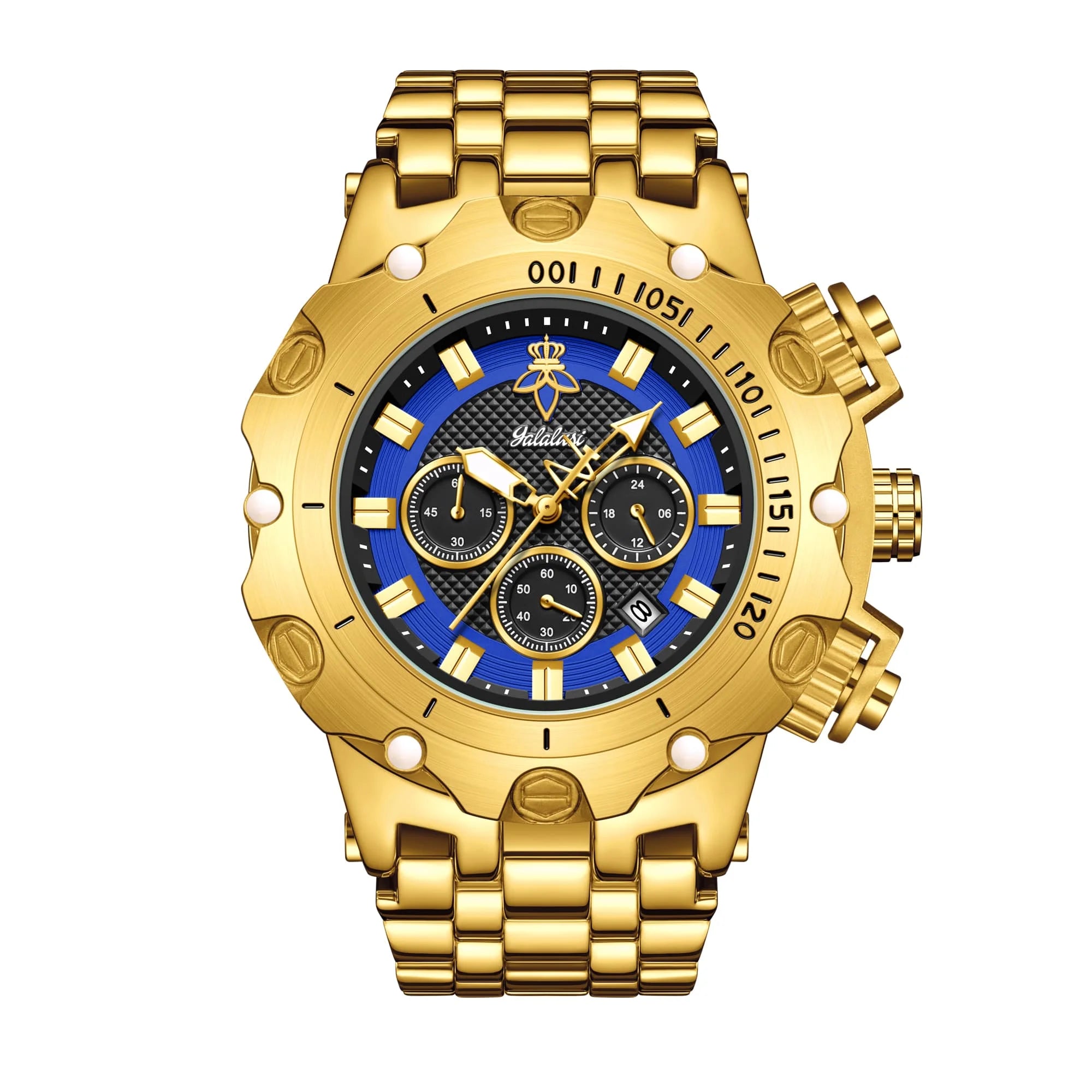 Relógio Masculino de Quartzo YaLaLuSi Golden Luxury by Loja Bruna Modas