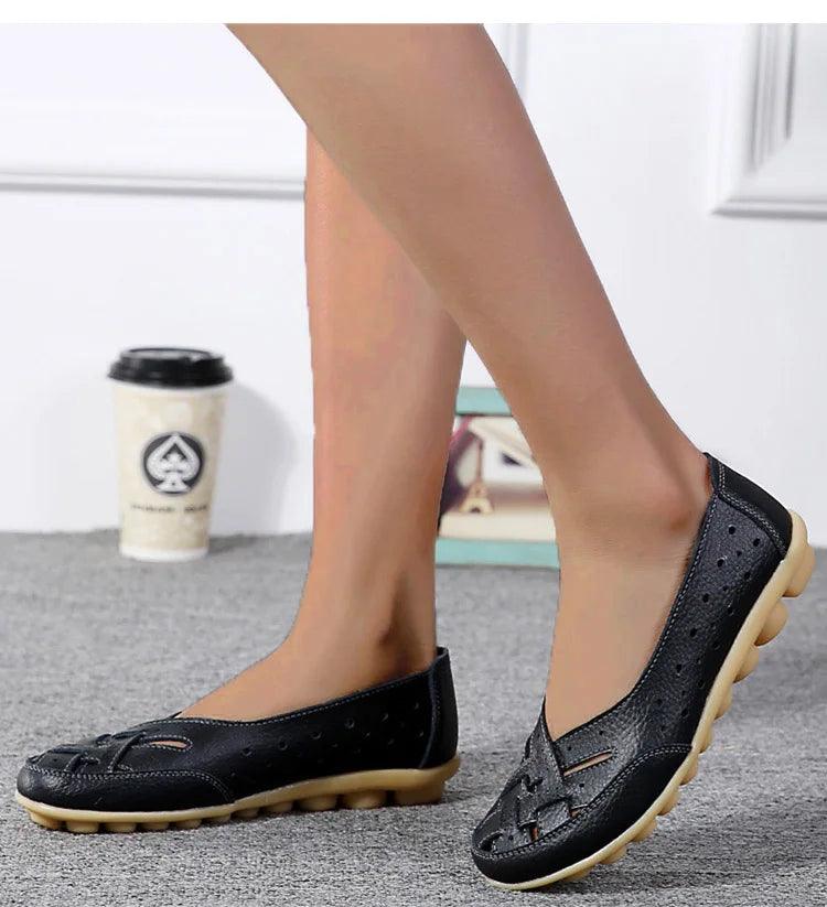 Mocassim Feminino Liora em Couro Rachado