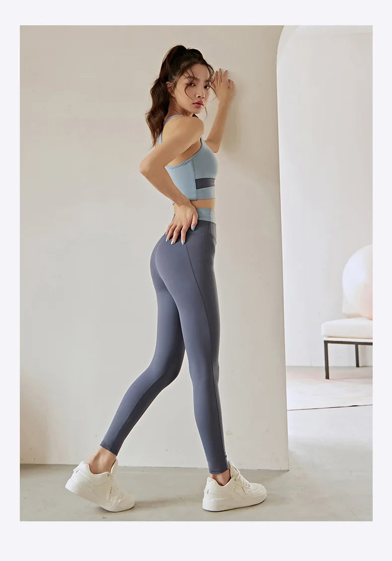 Conjunto De Yoga Feminino Calça Leggings e Top Para Fitness