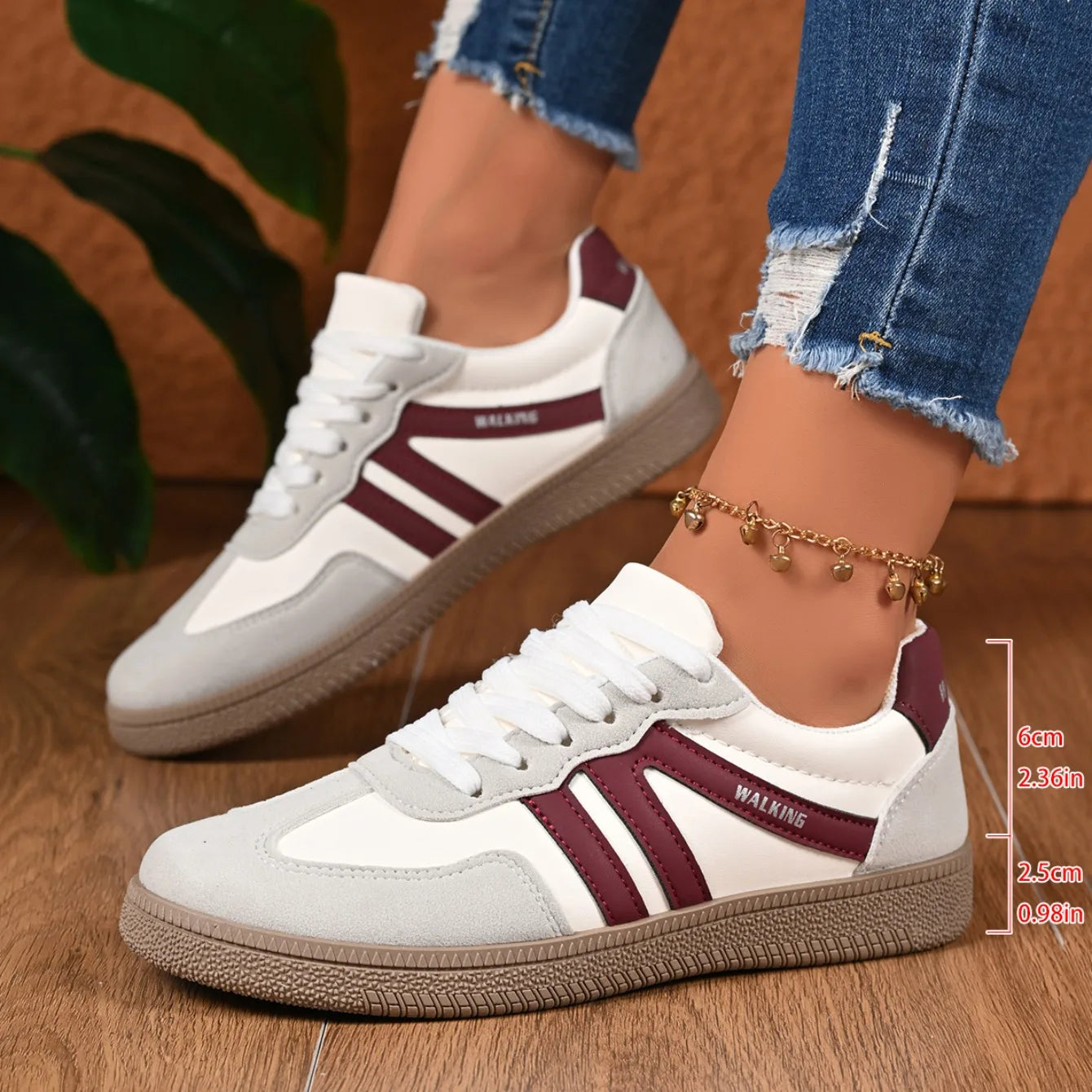 Tênis Feminino Casual de Couro PU Respirável e Antiderrapante