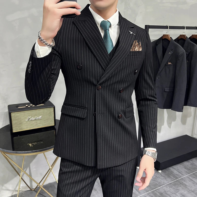 Terno Masculino Slim Listrado 3 Peças Valdoro