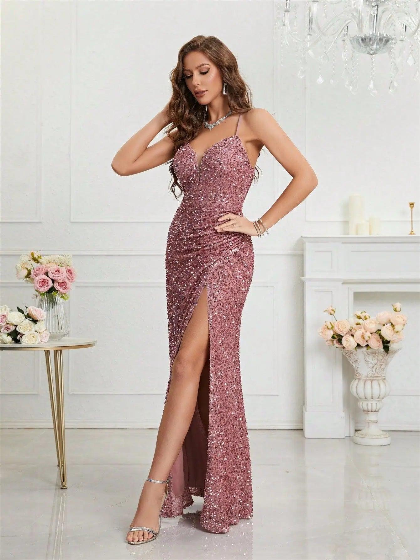 Vestido Longo Feminino de Lantejoulas Daniela