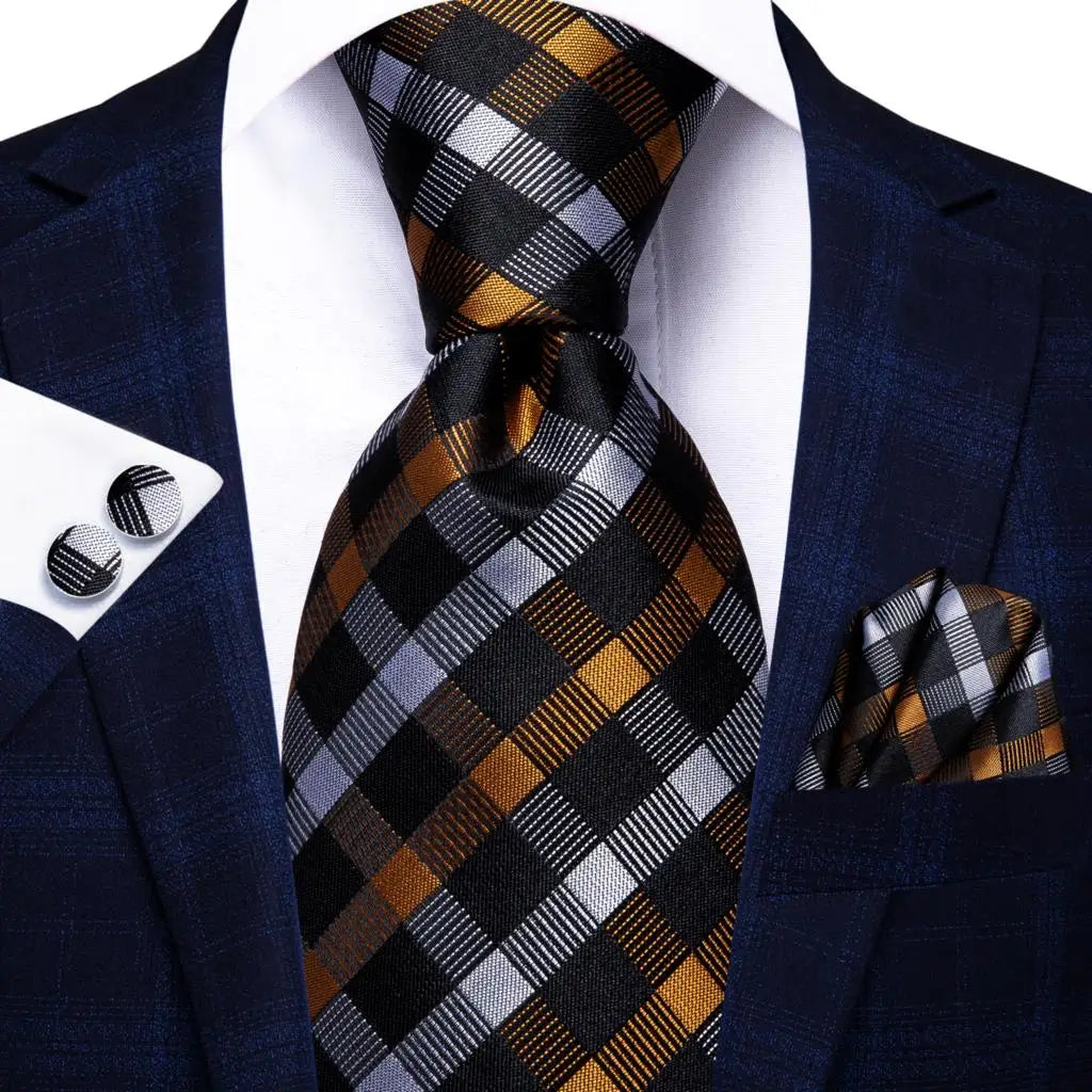 Conjunto de Gravata Masculina Estampada de Seda Jacquard
