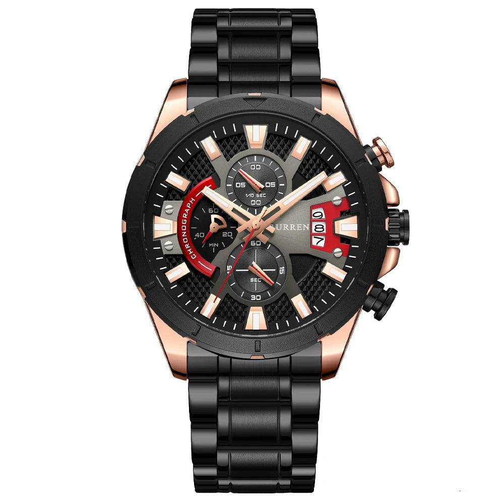 Relógio Masculino Pulseira de Aço Inoxidável com Mostrador Grande by Loja Bruna Modas