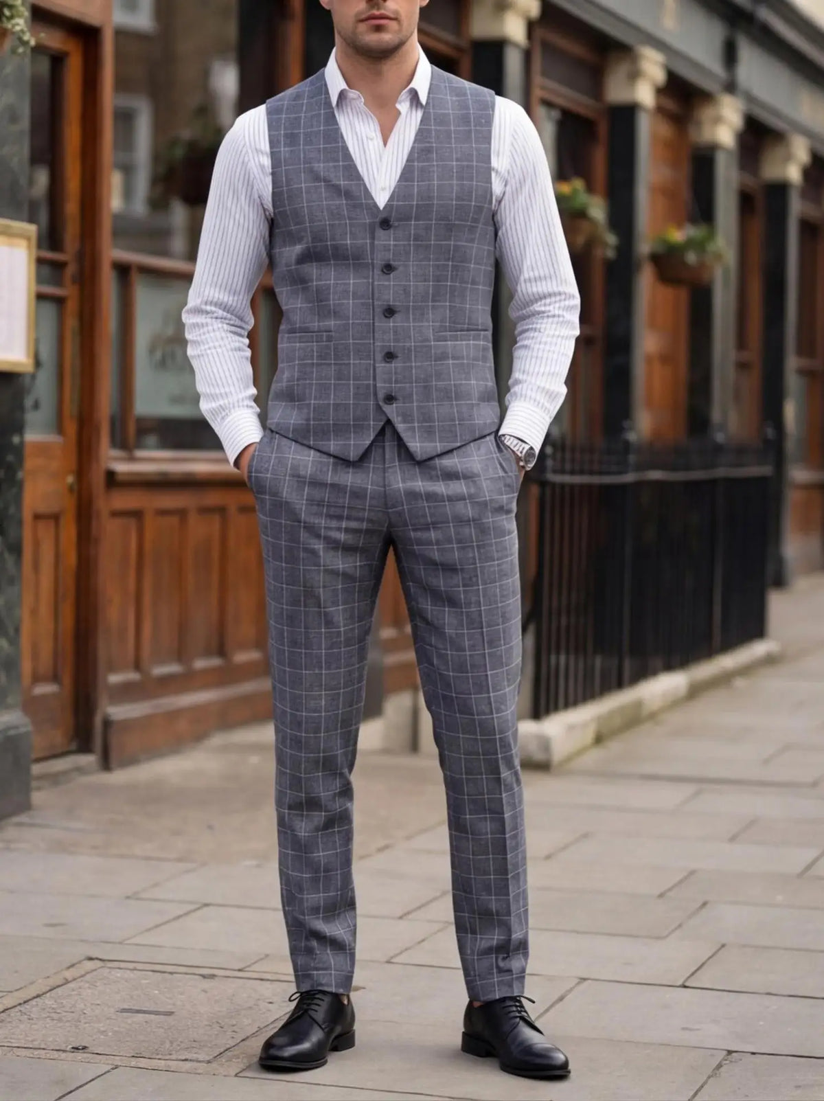 Conjunto Masculino de Colete e Calça Xadrez Magnate