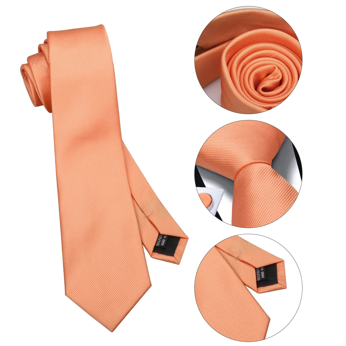 Gravata Masculina Lisa Poliéster com Broche e Lenço de Bolso