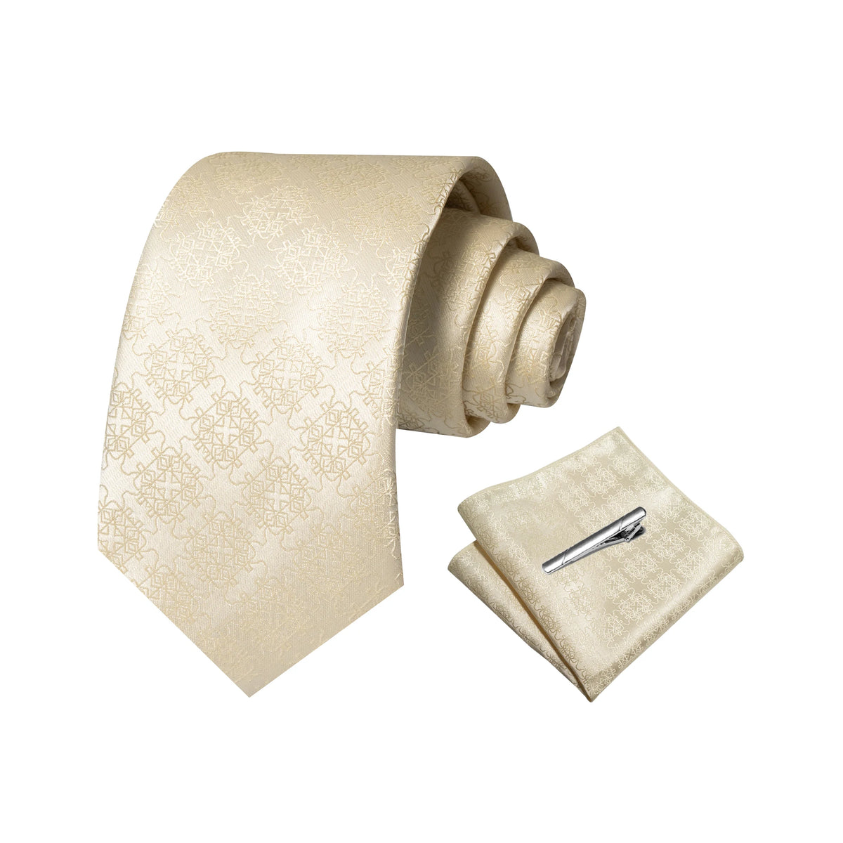 Gravata Masculina Poliéster com Estampa Paisley com Lenço de Bolso