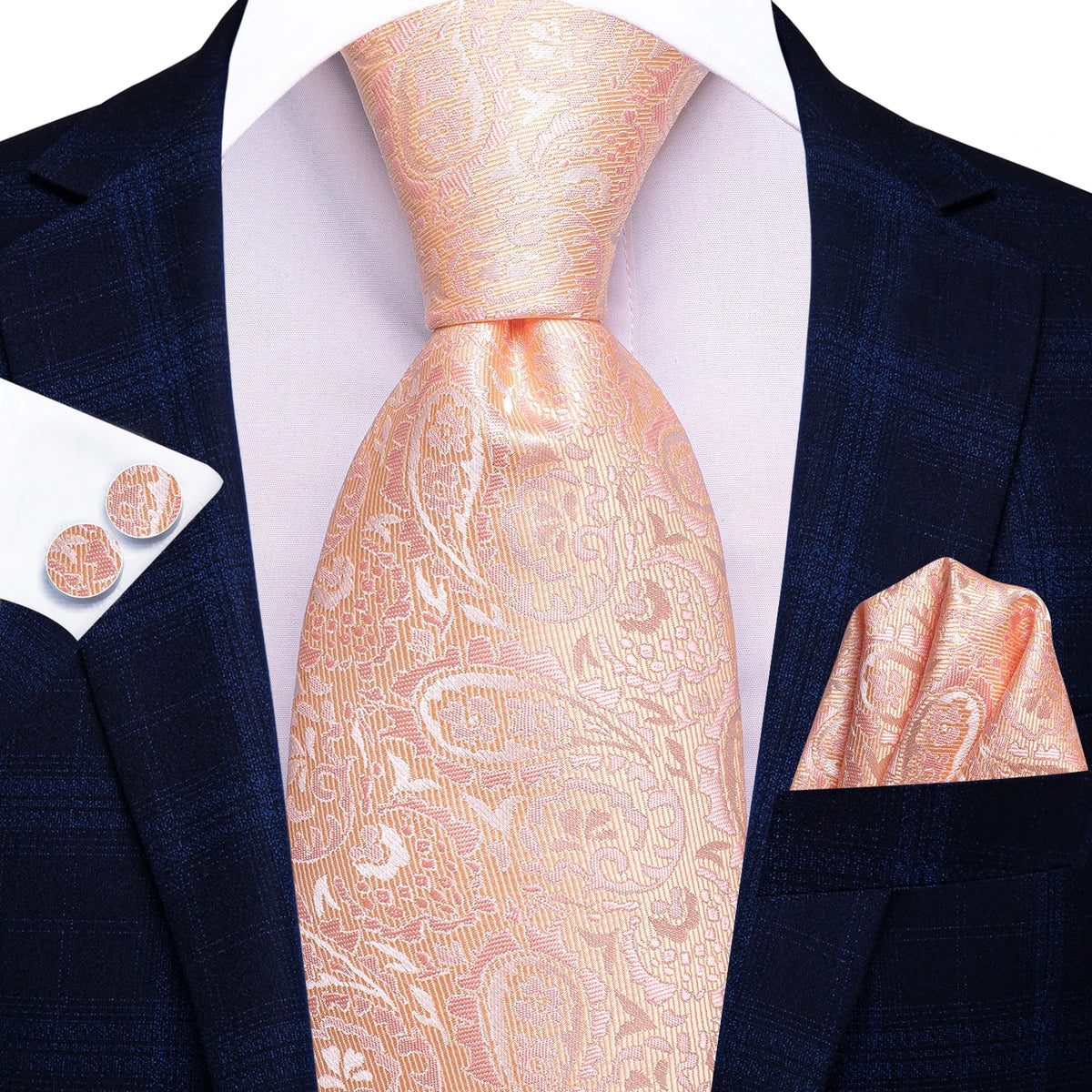 Gravata Masculina Clássica Rosa Listrado com Acessórios by Loja Bruna Modas