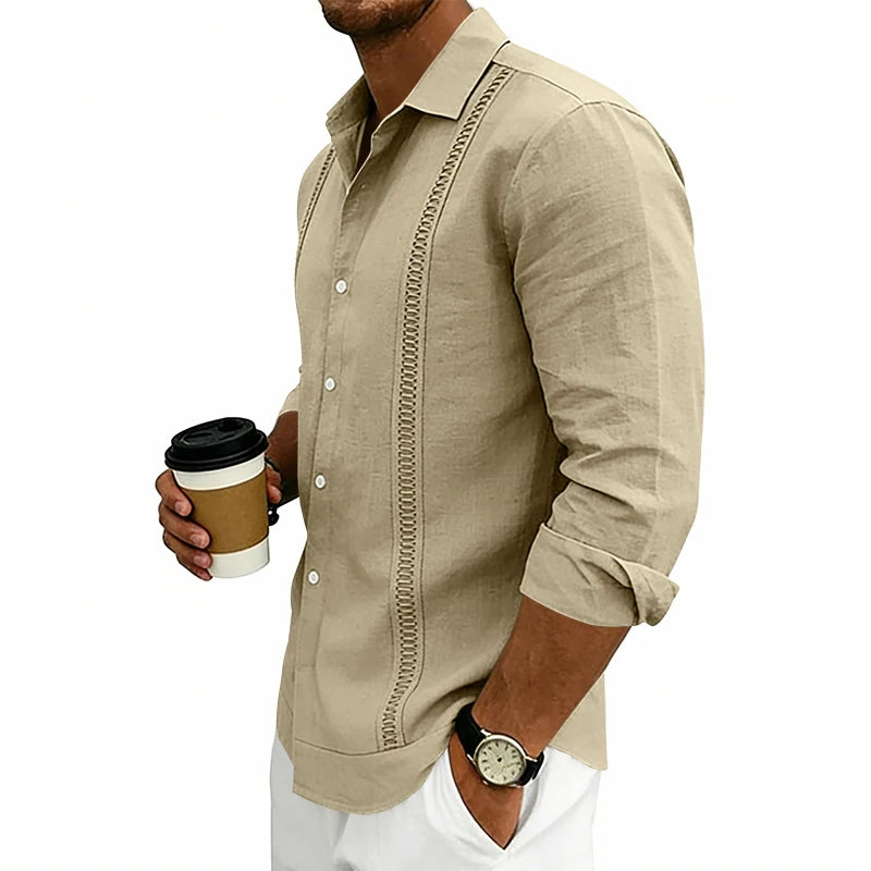 Camisa Masculina de Linho Listrada Rotalume