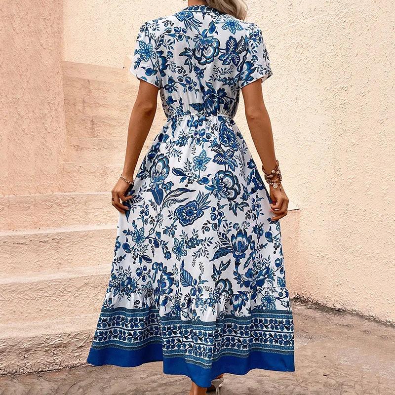 Vestido Longo Feminino Casual Estampado Floral