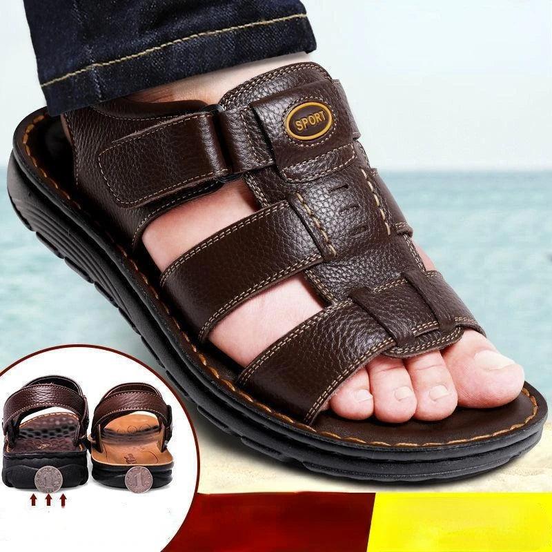 Sandália Masculina de Couro Genuíno Ligentleman