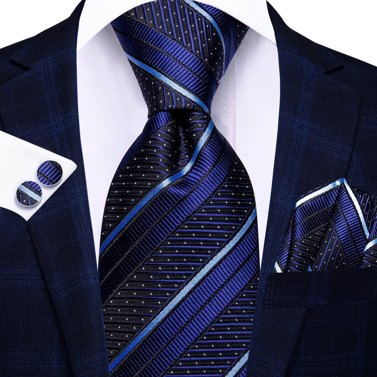 Conjunto de 3 Peças Gravata Masculina Floral com Abotoaduras e Lenço by Loja Bruna Modas