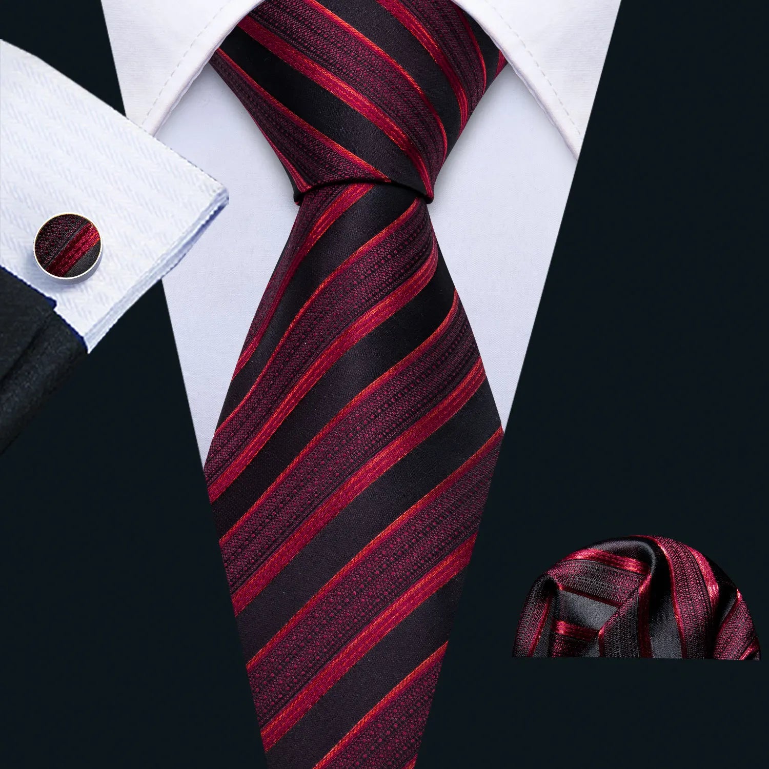 Conjunto Gravata Masculina Social Vermelha com Acessórios