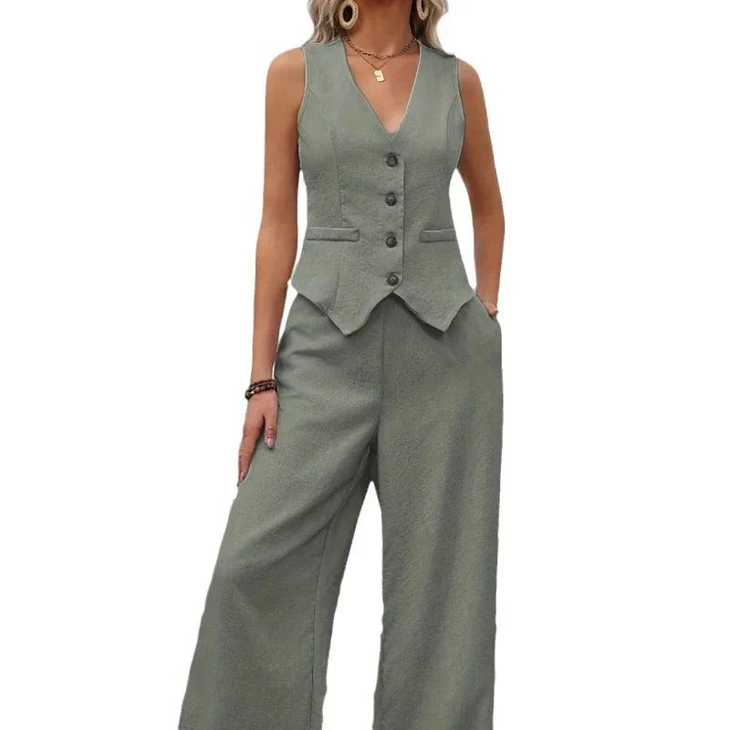 Conjunto Feminino Elegante com Calça e Colete