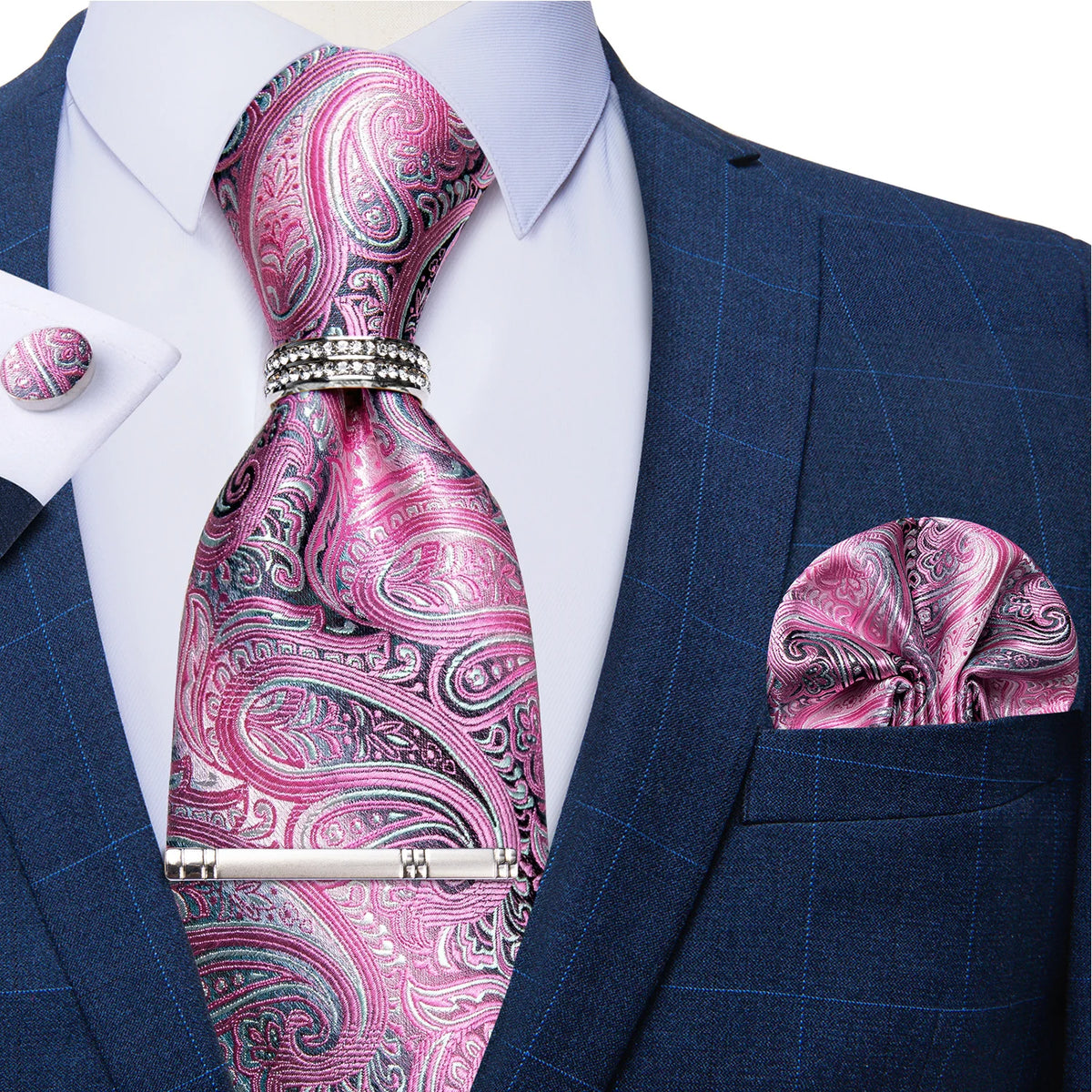 Gravata Masculina Plissada de Luxo com Acessórios