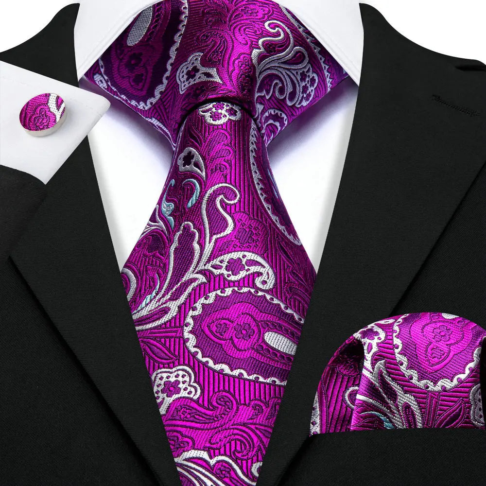 Kit Gravata de Luxo em Seda Jacquard + Lenço & Abotoaduras