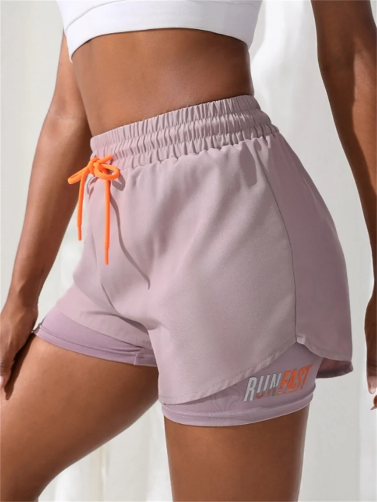 Short Feminino De Yoga De Cintura Alta Com Elástico Para Corrida