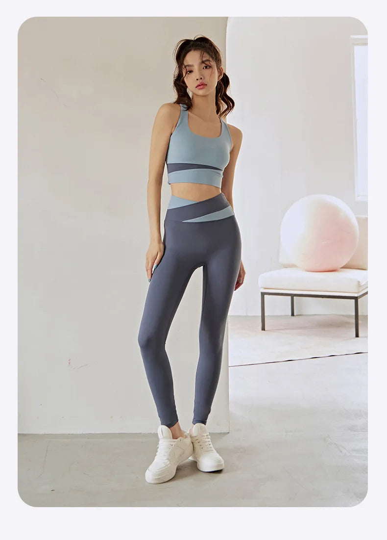 Conjunto De Yoga Feminino Calça Leggings e Top Para Fitness