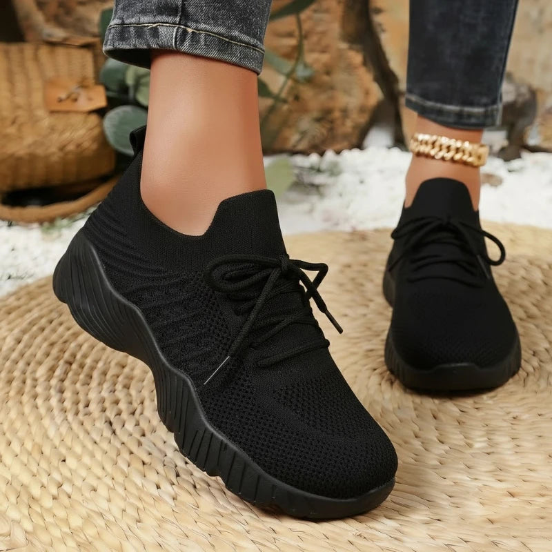 Tênis Feminino Casual Leve de Malha Respirável Antiderrapante
