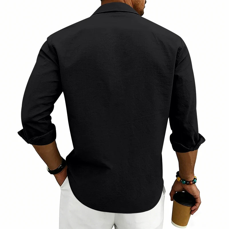 Camisa Masculina de Linho Listrada Rotalume