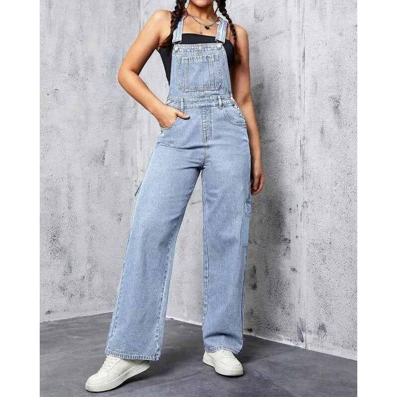 Macacão Feminino Jeans Cargo Rivatra