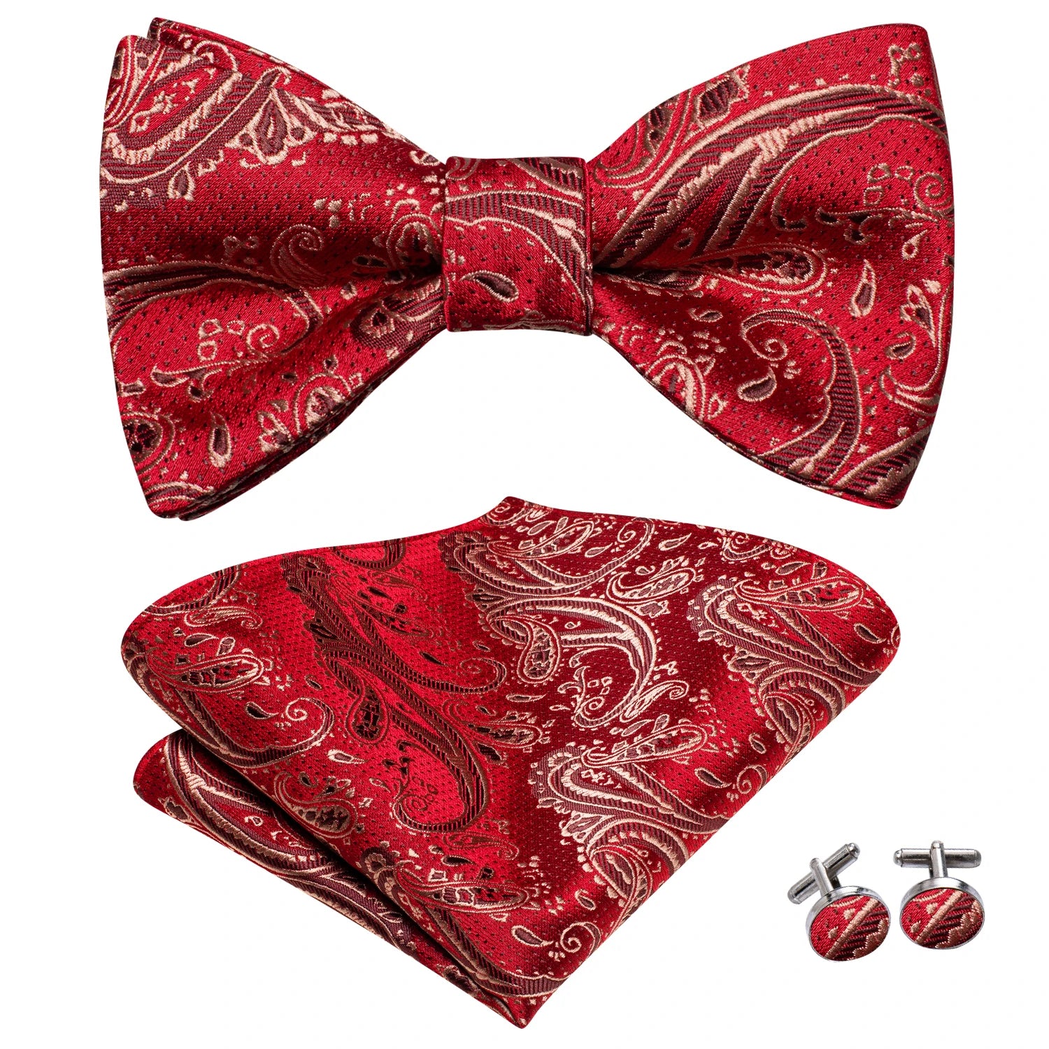 Conjunto de Gravata Masculina Borboleta de Seda Ajustável