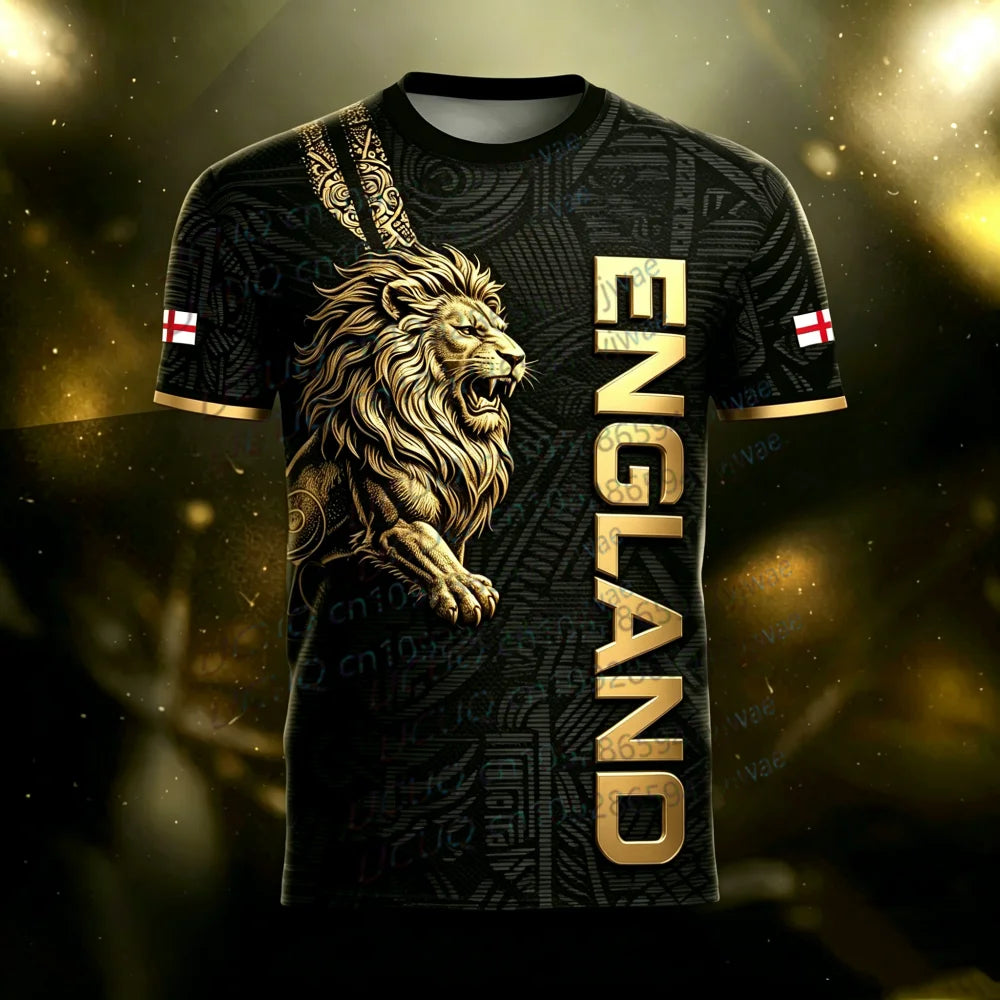 Camisa Masculina T-Shirt Estampa 3D Para Jogos da Inglaterra